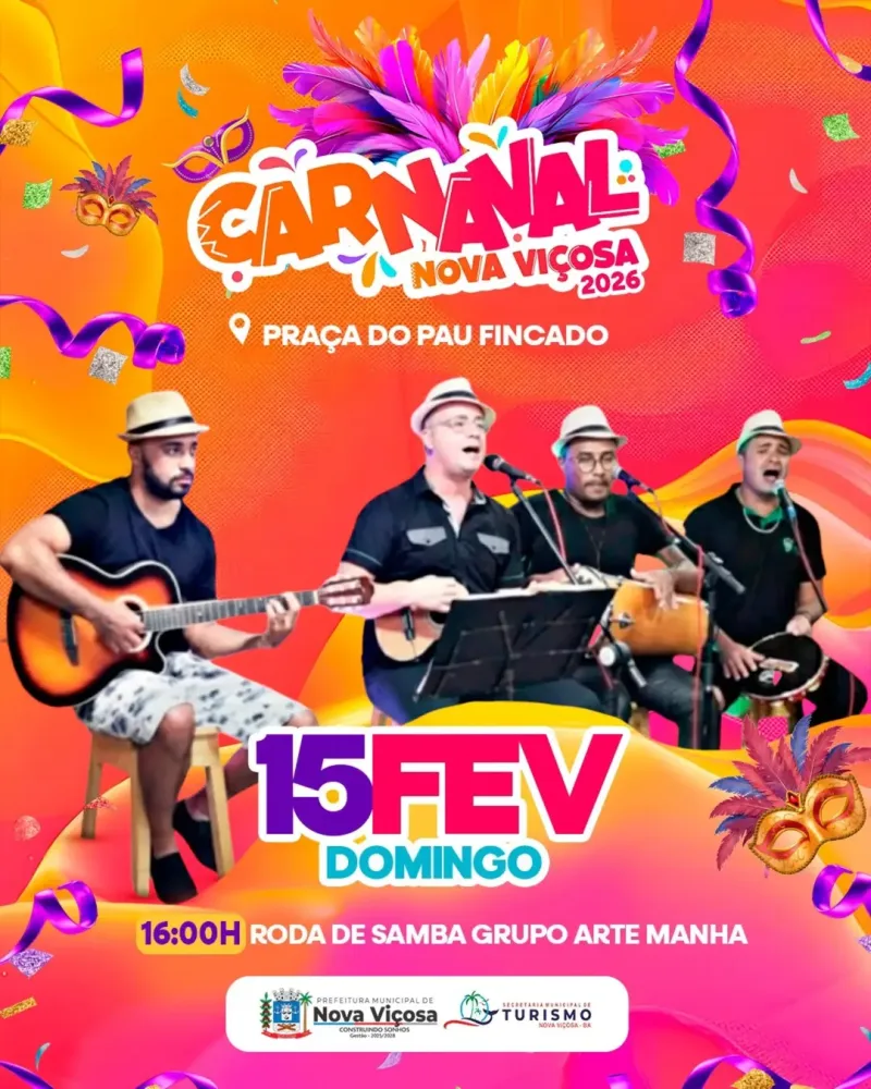 Nova Viçosa divulga programação oficial do Carnaval 2026