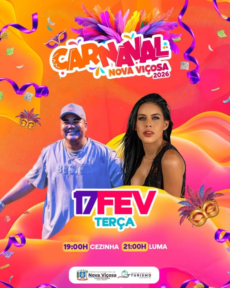 Nova Viçosa divulga programação oficial do Carnaval 2026