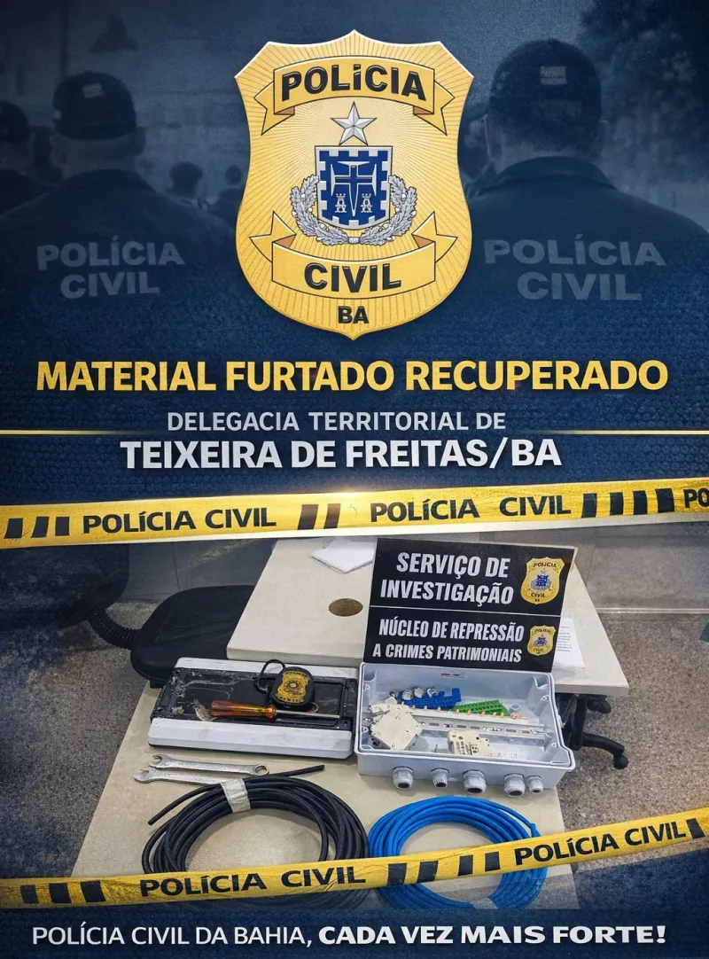 Polícia Civil de Teixeira de Freitas realiza prisão por furto em comércio e recupera materiais subtraídos