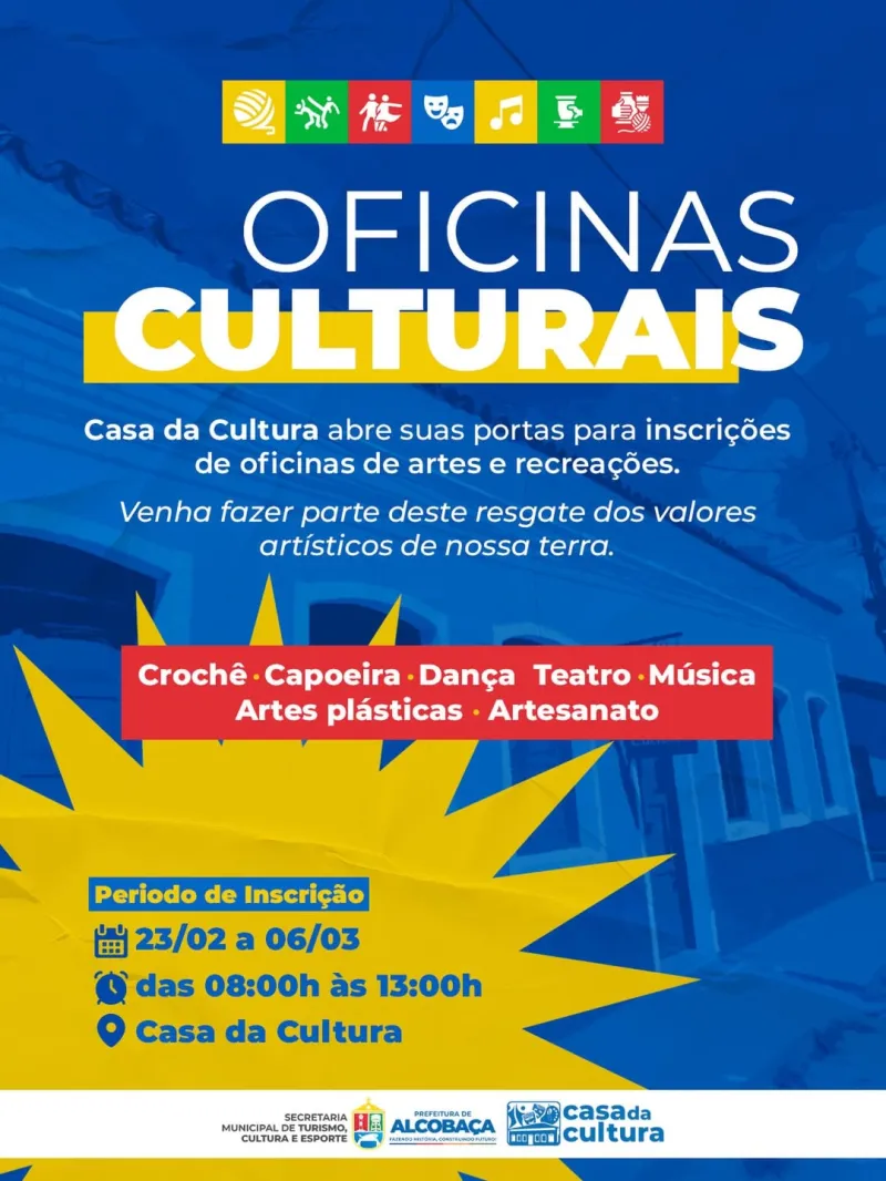 Casa da Cultura abre inscrições para oficinas culturais em Alcobaça