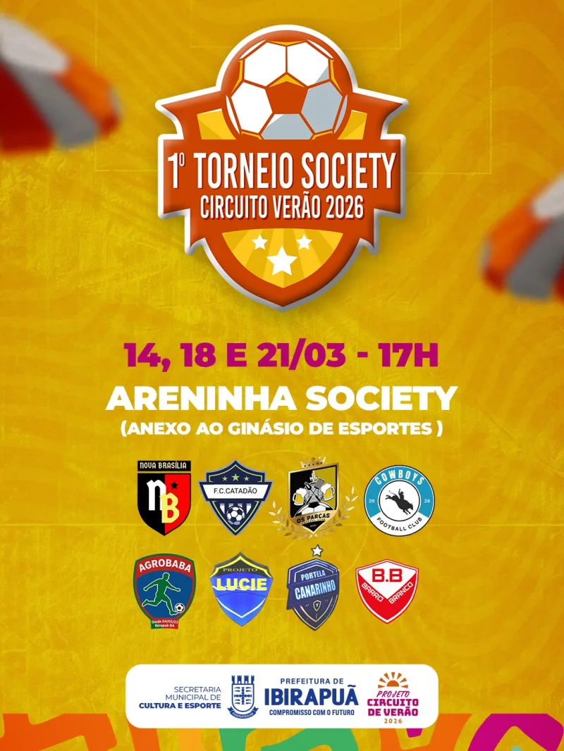 Circuito de Verão 2026 movimenta Ibirapuã com 1º Torneio Society na Areninha