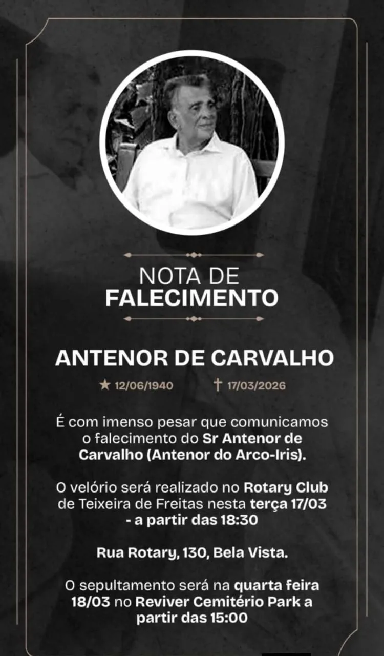 Teixeira de Freitas se despede de Antenor de Carvalho, exemplo de trabalho, solidariedade e compromisso social