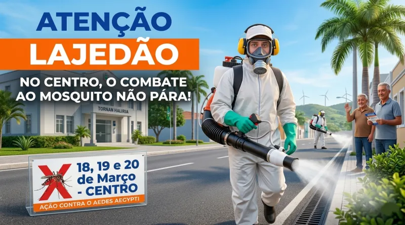 Lajedão intensifica combate ao Aedes aegypti com uso de bomba costal no Centro