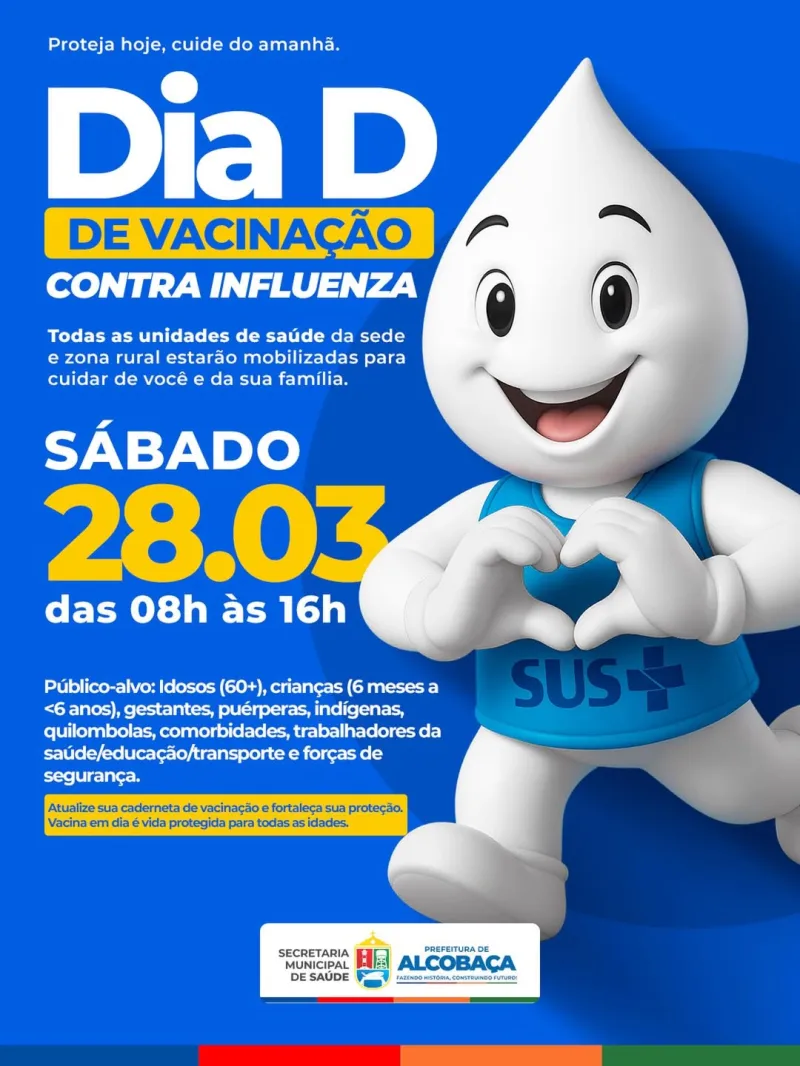 Alcobaça realiza Dia D de Vacinação contra a Influenza neste sábado