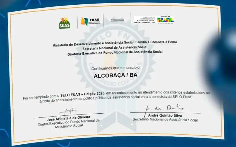 Alcobaça conquista Selo FNAS 2025 e se destaca na assistência social Alcobaça conquista Selo FNAS 2025 e se destaca na assistência social