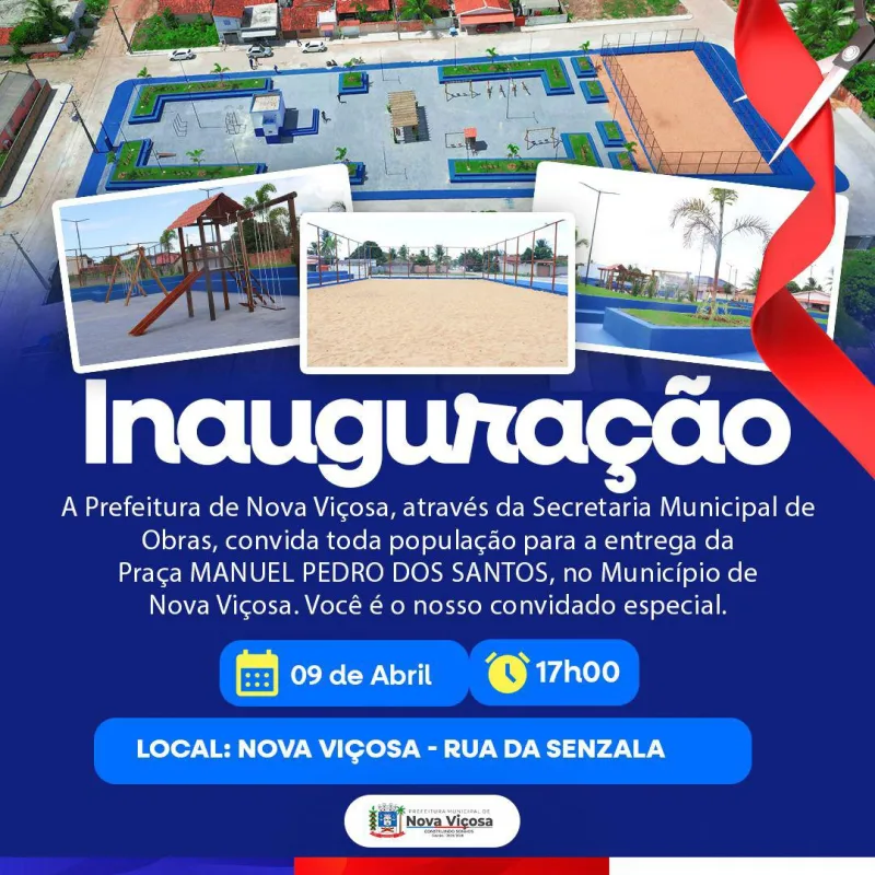 Nova Viçosa ganha novo espaço de lazer: Praça Manuel Pedro dos Santos será inaugurada Nova Viçosa ganha novo espaço de lazer: Praça Manuel Pedro dos Santos será inaugurada