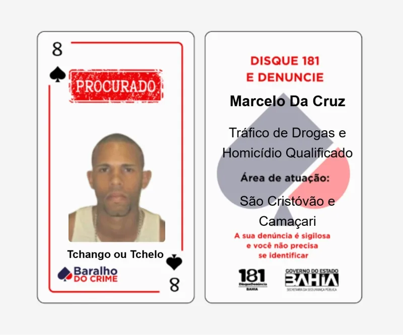 Dois novos foragidos passam a integrar o Baralho do Crime do Disque Denúncia