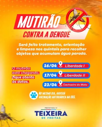 Teixeira de Freitas intensifica mutirão de combate à dengue em bairros da cidade