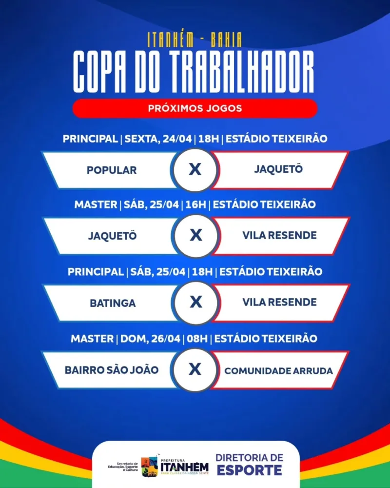 Copa do Trabalhador começa nesta terça-feira e movimenta o futebol em Itanhém
