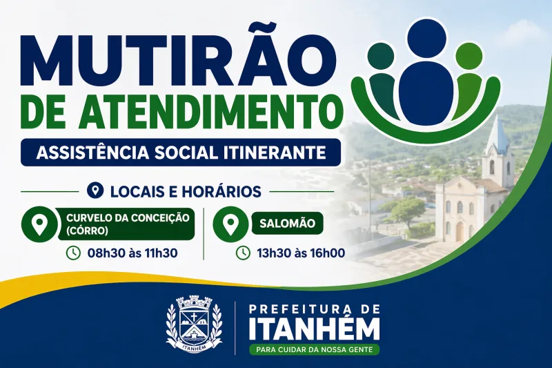 Prefeitura de Itanhém realiza mutirão com atendimentos itinerantes em Curvelo da Conceição e Salomão