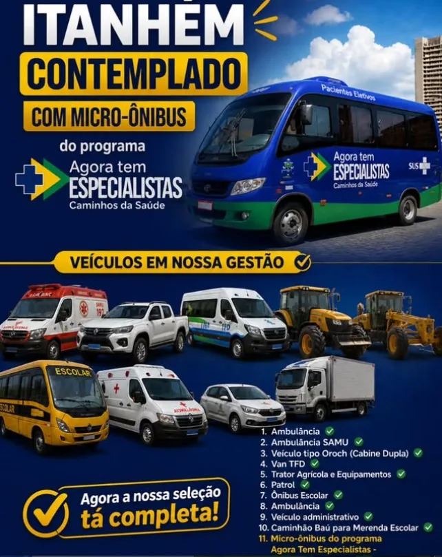 Itanhém é contemplada com micro-ônibus do programa Caminhos da Saúde