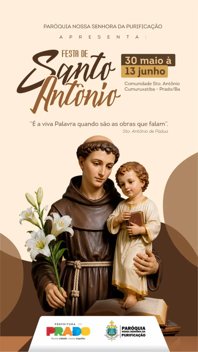 Trezena de Santo Antônio movimentará Cumuruxatiba com fé, forró e cultura popular