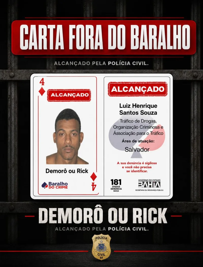 Integrante do Baralho do Crime é preso após fazer companheira e filhos reféns em Lauro de Freitas