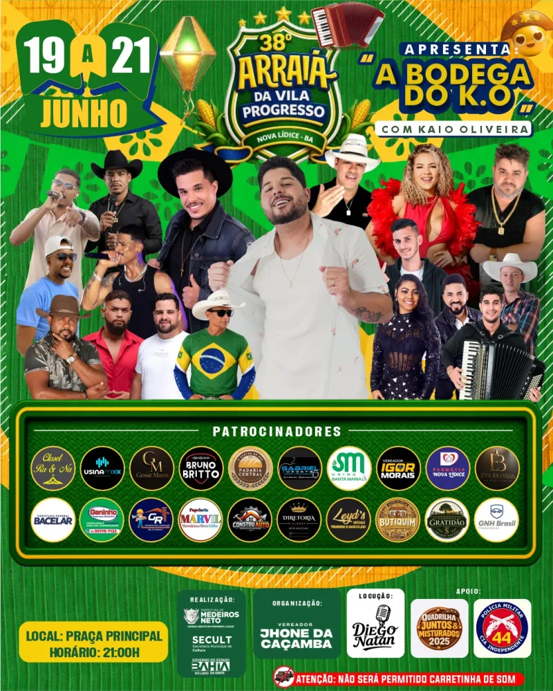 38º Arraiá da Vila Progresso promete três dias de festa, tradição e muito forró em Nova Lídice 38º Arraiá da Vila Progresso promete três dias de festa, tradição e muito forró em Nova Lídice