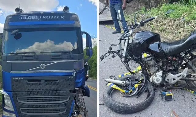 Motociclista morre em batida frontal com carreta na BR-101 Eunápolis e Itabela