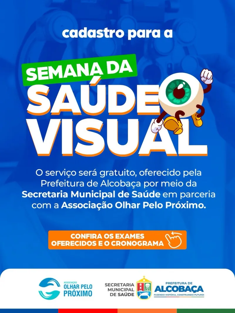 Semana da Saúde Visual levará exames oftalmológicos gratuitos para sede e comunidades rurais de Alcobaça Semana da Saúde Visual levará exames oftalmológicos gratuitos para sede e comunidades rurais de Alcobaça