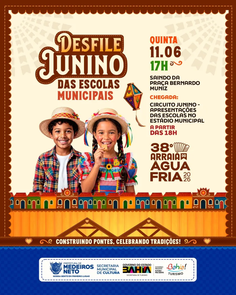 Medeiros Neto: Abertura oficial do 38º Arraiá do Água Fria acontece nesta quinta-feira (11) com shows dos Filhos da Terra 