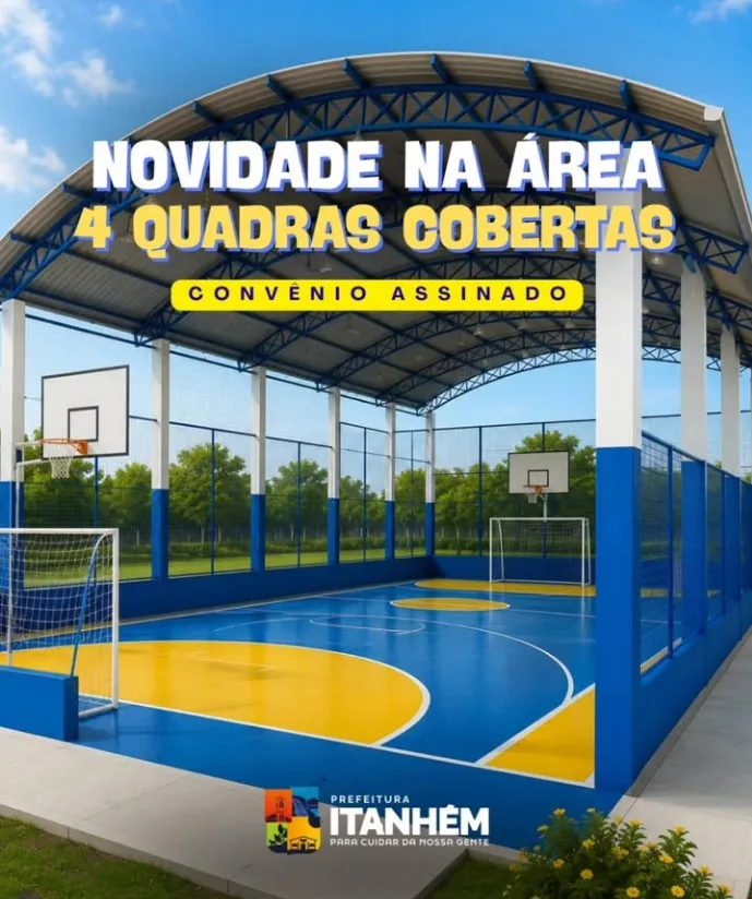 Prefeito Bemtivi comemora conquista de quatro quadras poliesportivas para estudantes de Itanhém