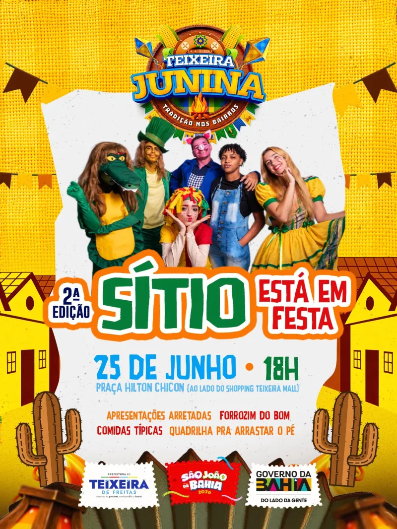 Praça Hilton Chicon recebe 2ª edição do “Sítio Está em Festa” nesta quinta-feira em Teixeira de Freitas