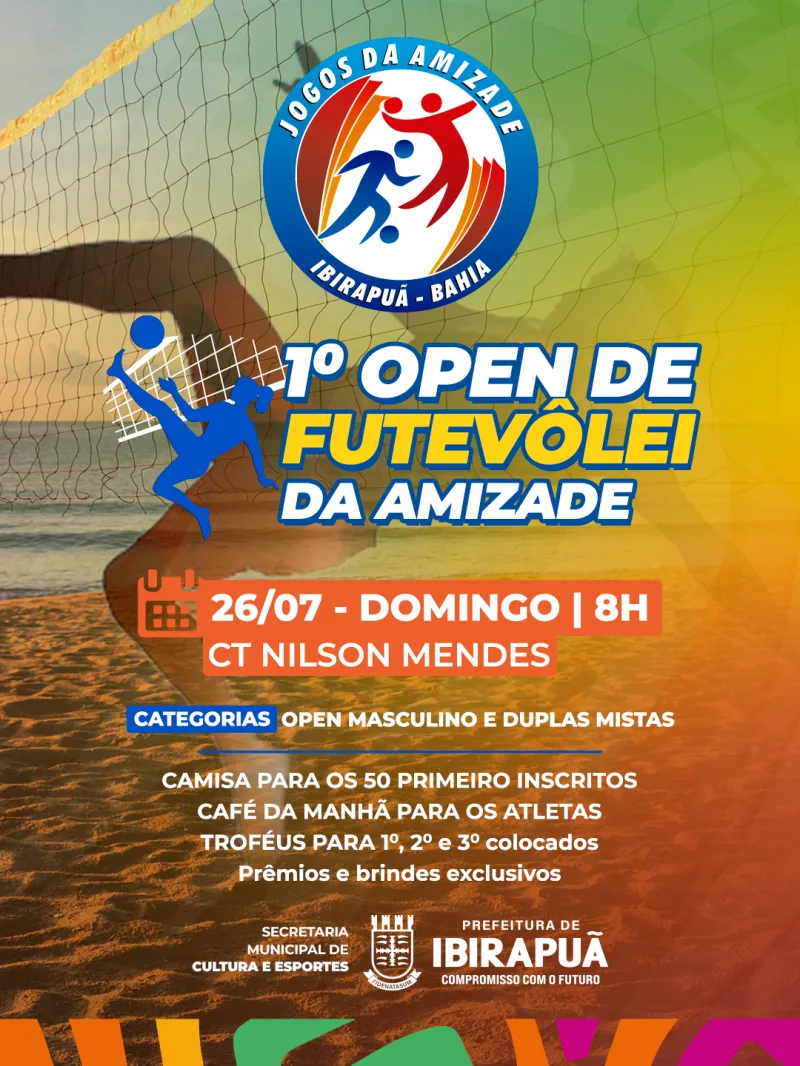 Jogos da Amizade 2026 de Ibirapuã têm inscrições abertas até 23 de julho Jogos da Amizade 2026 de Ibirapuã têm inscrições abertas até 23 de julho