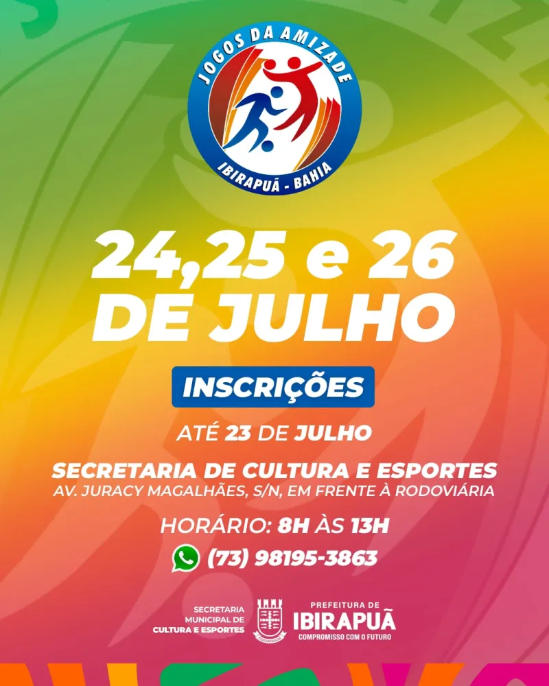Times da BA, MG e ES já confirmaram presença nos Jogos da Amizade 2026 de Ibirapuã