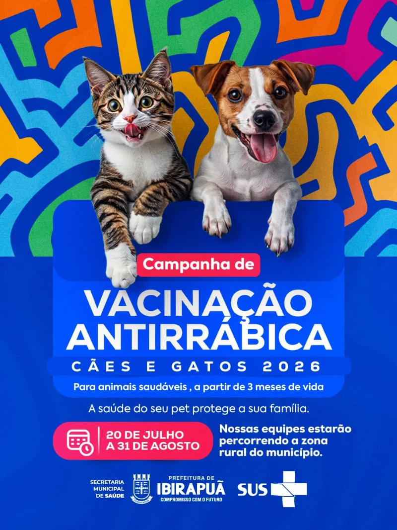 Prefeitura de Ibirapuã inicia Campanha de Vacinação Antirrábica nesta segunda-feira (20)