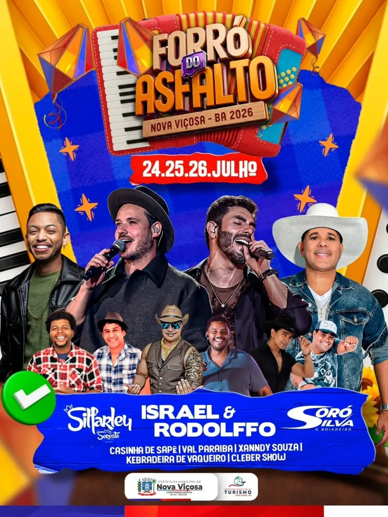 Nova Viçosa divulga programação completa do Forró do Asfalto 2026 e promete três dias de muita festa