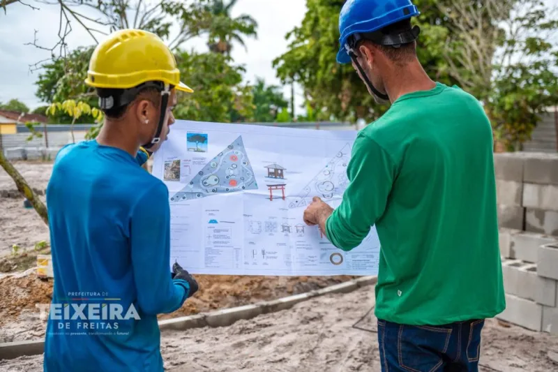 Nova praça com inspiração oriental começa a ser construída no Recanto do Lago, em Teixeira de Freitas