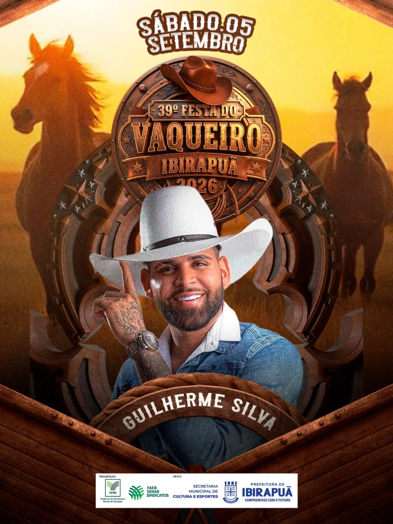Guilherme Silva é a primeira atração confirmada da Festa do Vaqueiro 2026 em Ibirapuã Guilherme Silva é a primeira atração confirmada da Festa do Vaqueiro 2026 em Ibirapuã