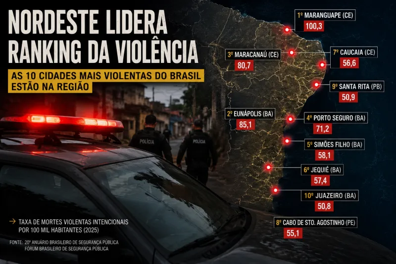 Bahia tem cinco cidades entre as mais violentas do país, revela levantamento nacional