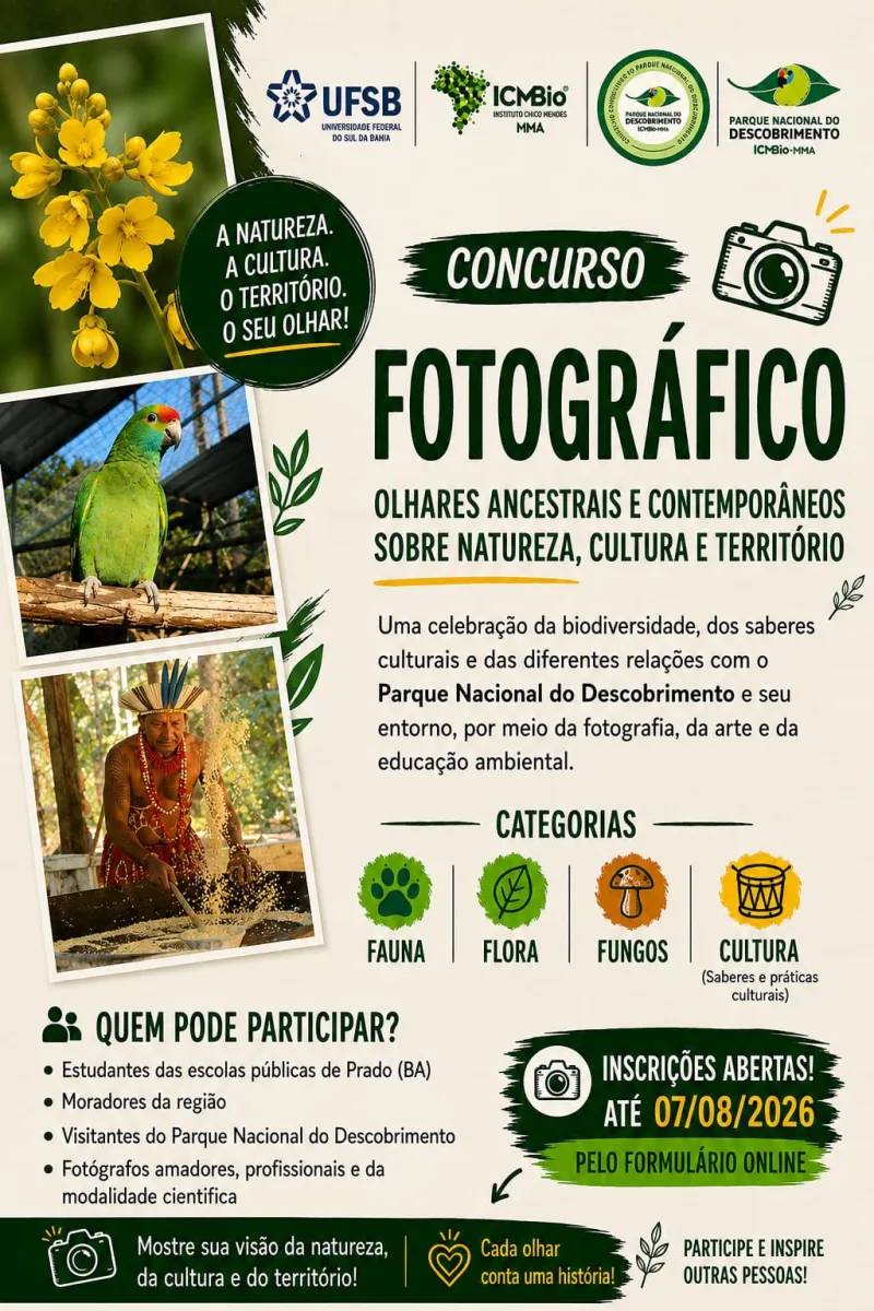 Concurso fotográfico celebra a natureza e a cultura do Parque Nacional do Descobrimento com inscrições abertas até 7 de agosto Concurso fotográfico celebra a natureza e a cultura do Parque Nacional do Descobrimento com inscrições abertas até 7 de agosto