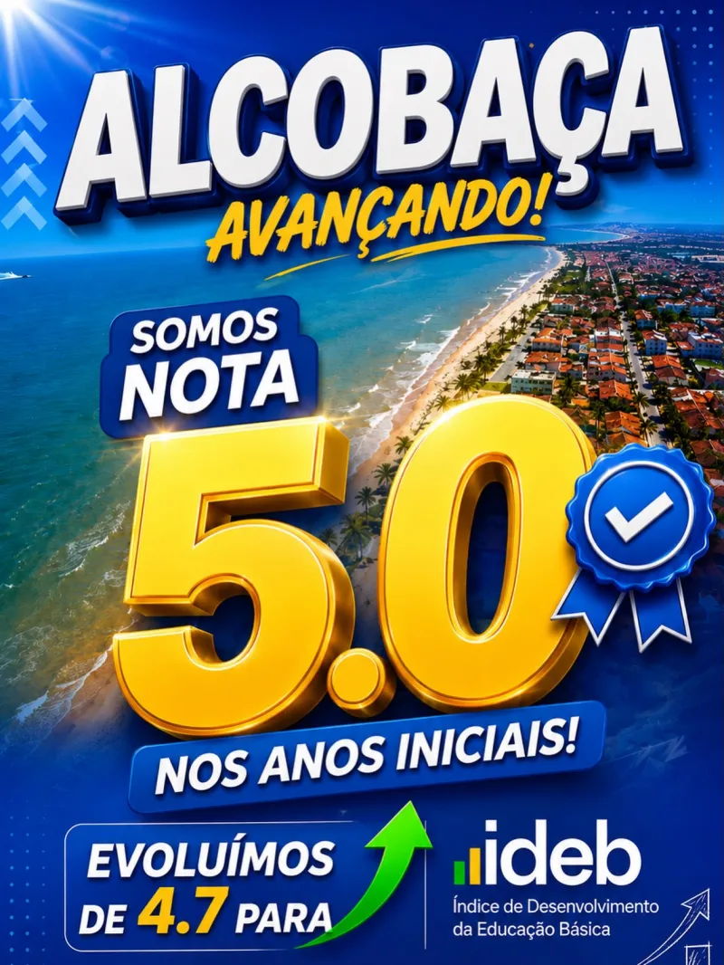 Alcobaça melhora desempenho no IDEB e chega à nota 5,0