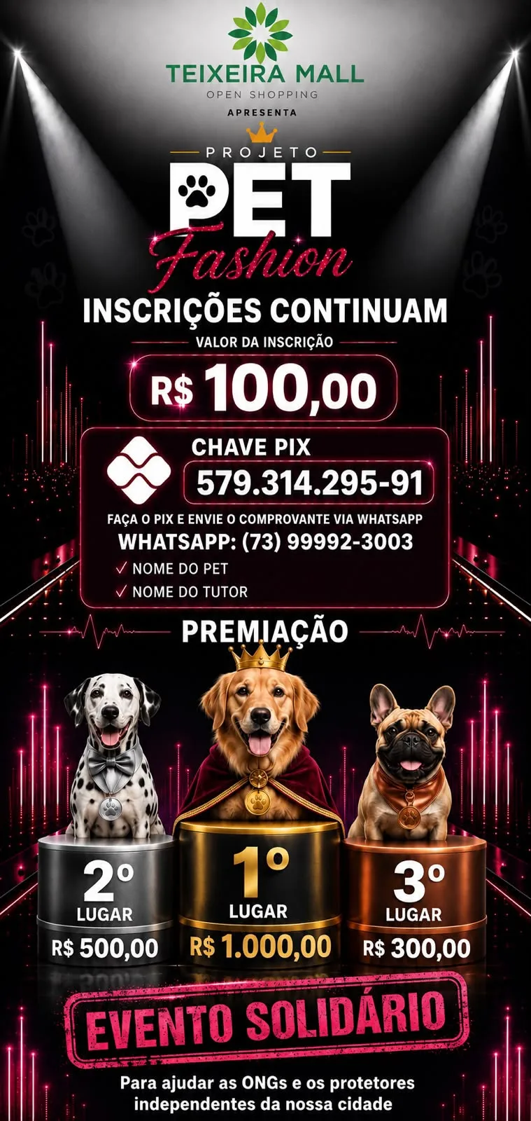 PET Fashion transforma Teixeira Mall em passarela com desfile, adoção e solidariedade
