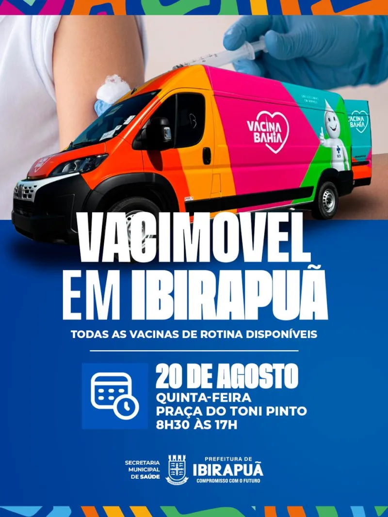 Ibirapuã recebe Vacimóvel nesta quinta-feira (20) para reforçar campanha de multivacinação