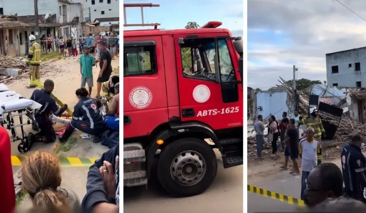 Explosão de botijão de gás destrói três casas e deixa três pessoas feridas em Santo Antônio de Jesus