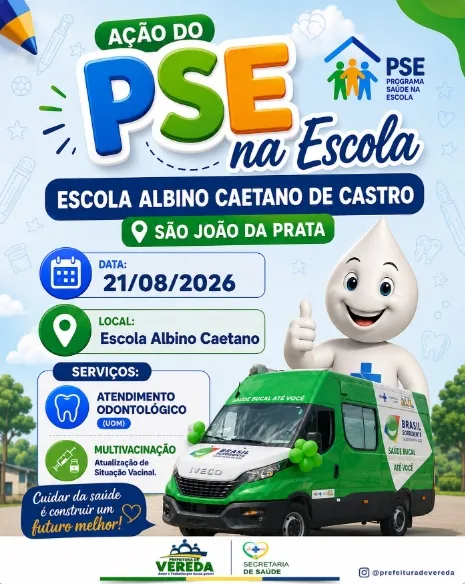 Ação do PSE leva atendimento odontológico e atualização vacinal à Escola Albino Caetano de Castro Ação do PSE leva atendimento odontológico e atualização vacinal à Escola Albino Caetano de Castro