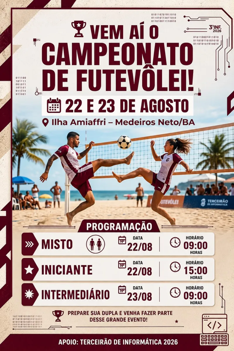 Campeonato de Futevôlei promete agitar Medeiros Neto neste final de semana