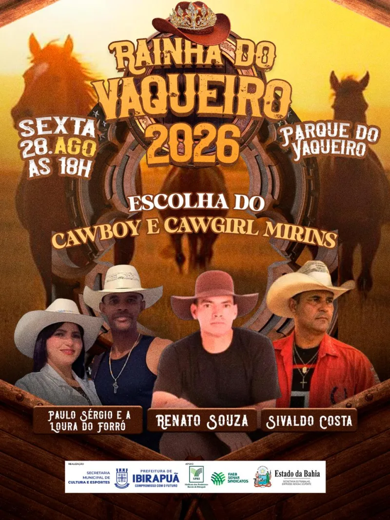 Escolha da Rainha do Vaqueiro, Cavalgada e grandes shows preparam o público para a 39ª Festa do Vaqueiro de Ibirapuã