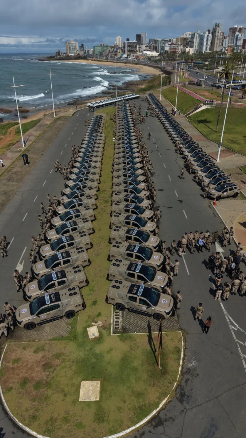 Polícia Militar da Bahia recebe 136 novas viaturas para reforçar frota operacional