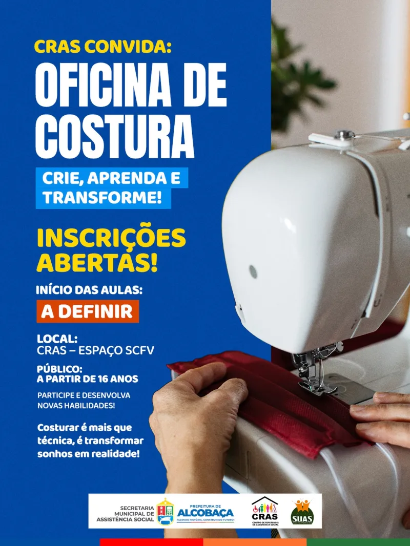 CRAS de Alcobaça abre inscrições para Oficina de Costura