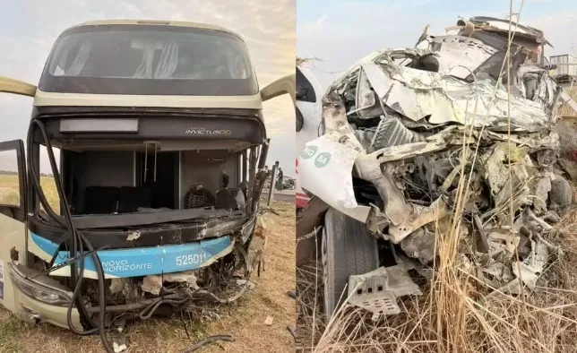 Carro de funerária e ônibus batem de frente e deixam dois mortos na BR-020 na Bahia Carro de funerária e ônibus batem de frente e deixam dois mortos na BR-020 na Bahia