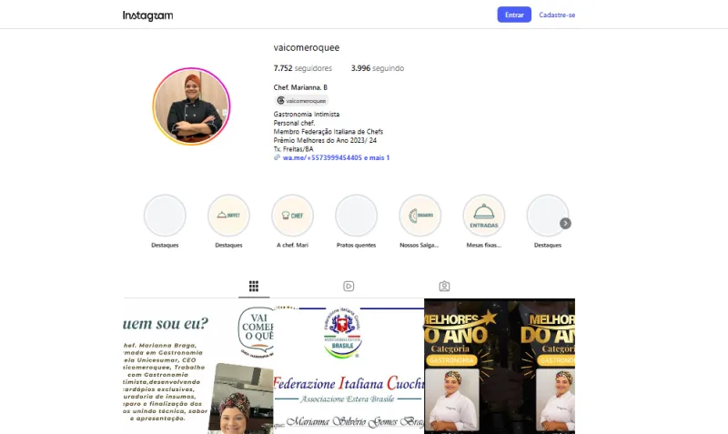 Análise gratuita do Instagram ajuda chef de cozinha a conquistar mais clientes
