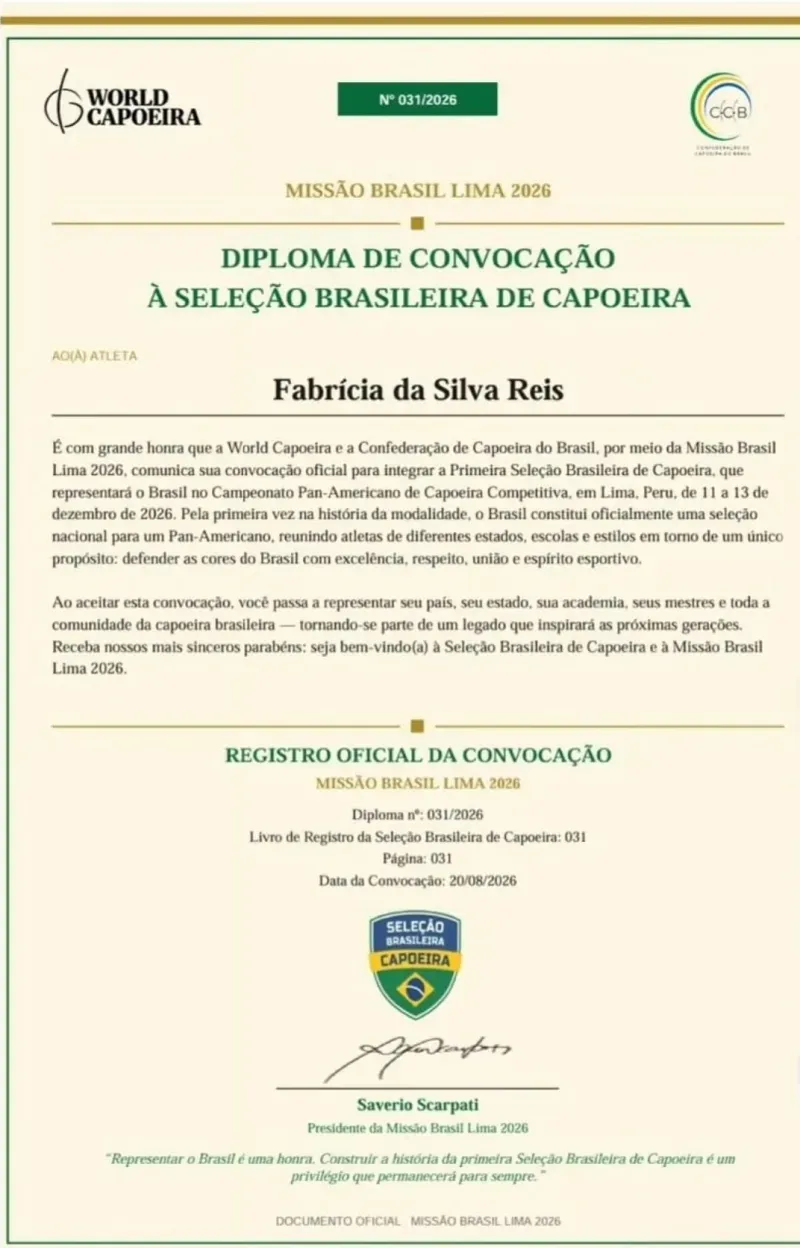 Prefeito Bemtivi recebe capoeirista convocada para a Seleção Brasileira e promete apoio para competição no Peru Prefeito Bemtivi recebe capoeirista convocada para a Seleção Brasileira e promete apoio para competição no Peru