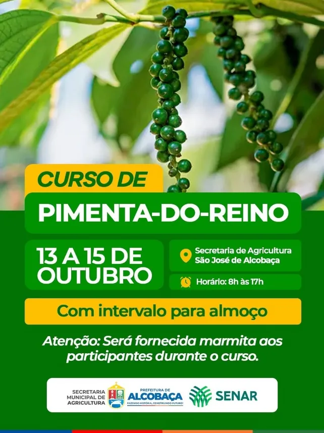 São José de Alcobaça recebe curso de capacitação sobre cultivo de pimenta-do-reino