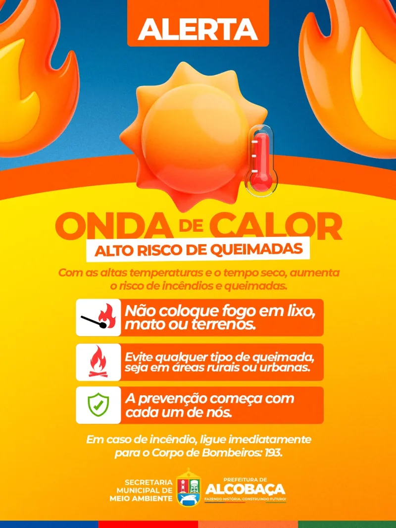 Prefeitura de Alcobaça alerta para risco de incêndios durante período de calor e estiagem