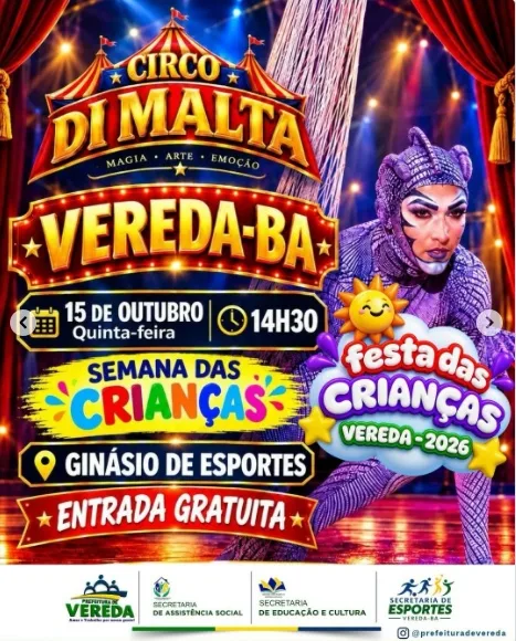 Respeitável público: Prefeito Manrick Teixeira promove programação especial para a criançada de Vereda Respeitável público: Prefeito Manrick Teixeira promove programação especial para a criançada de Vereda