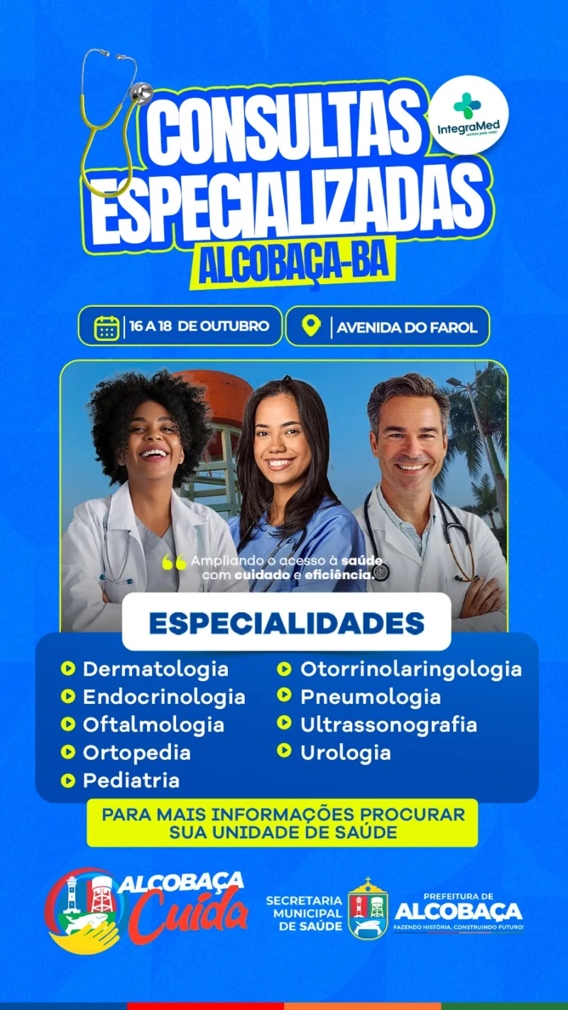 Alcobaça promove mutirão de consultas e exames especializados entre os dias 16 e 18 de outubro