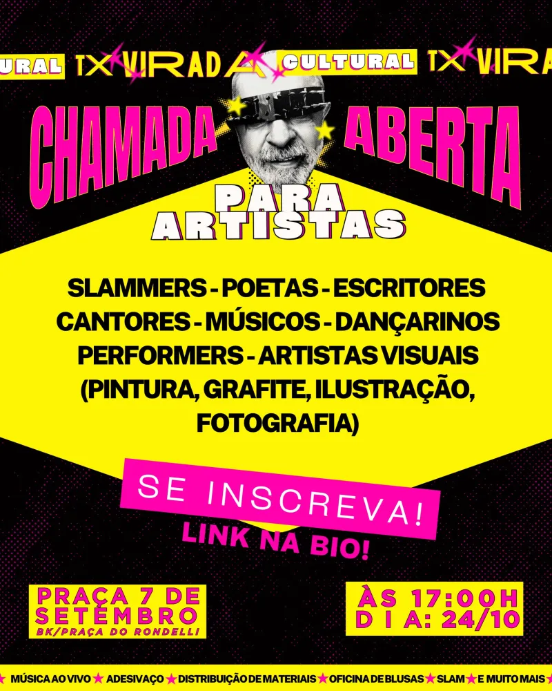Virada Cultural - Inscrições abertas para artistas se apresentarem neste sábado em Teixeira de Freitas; saiba como se inscrever