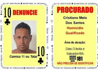 "Camisa 11", líder do tráfico, entra para o Baralho do Crime da Bahia