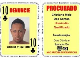 "Camisa 11", líder do tráfico, entra para o Baralho do Crime da Bahia